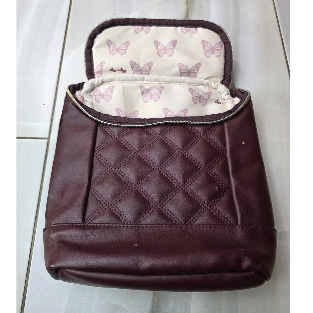 Itzy Ritzy Chill Like a Boss Insulated Bottle Bag‎ Burgundy Quilted Vegan S3